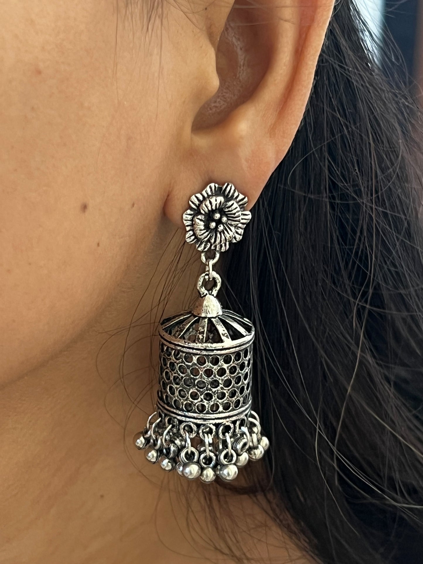 Oxidized Jhumka Earrings