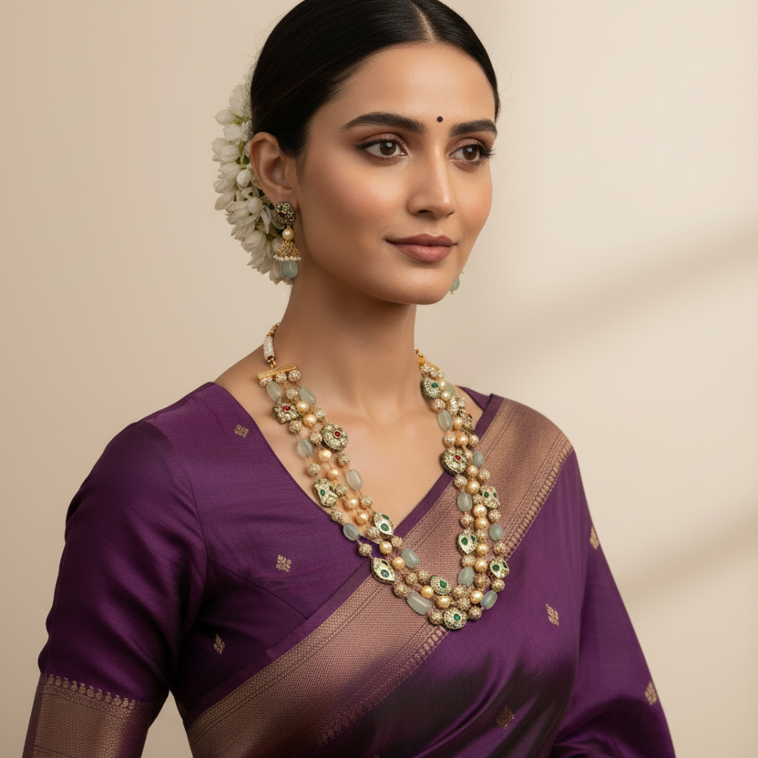 Tanjore beads Necklace