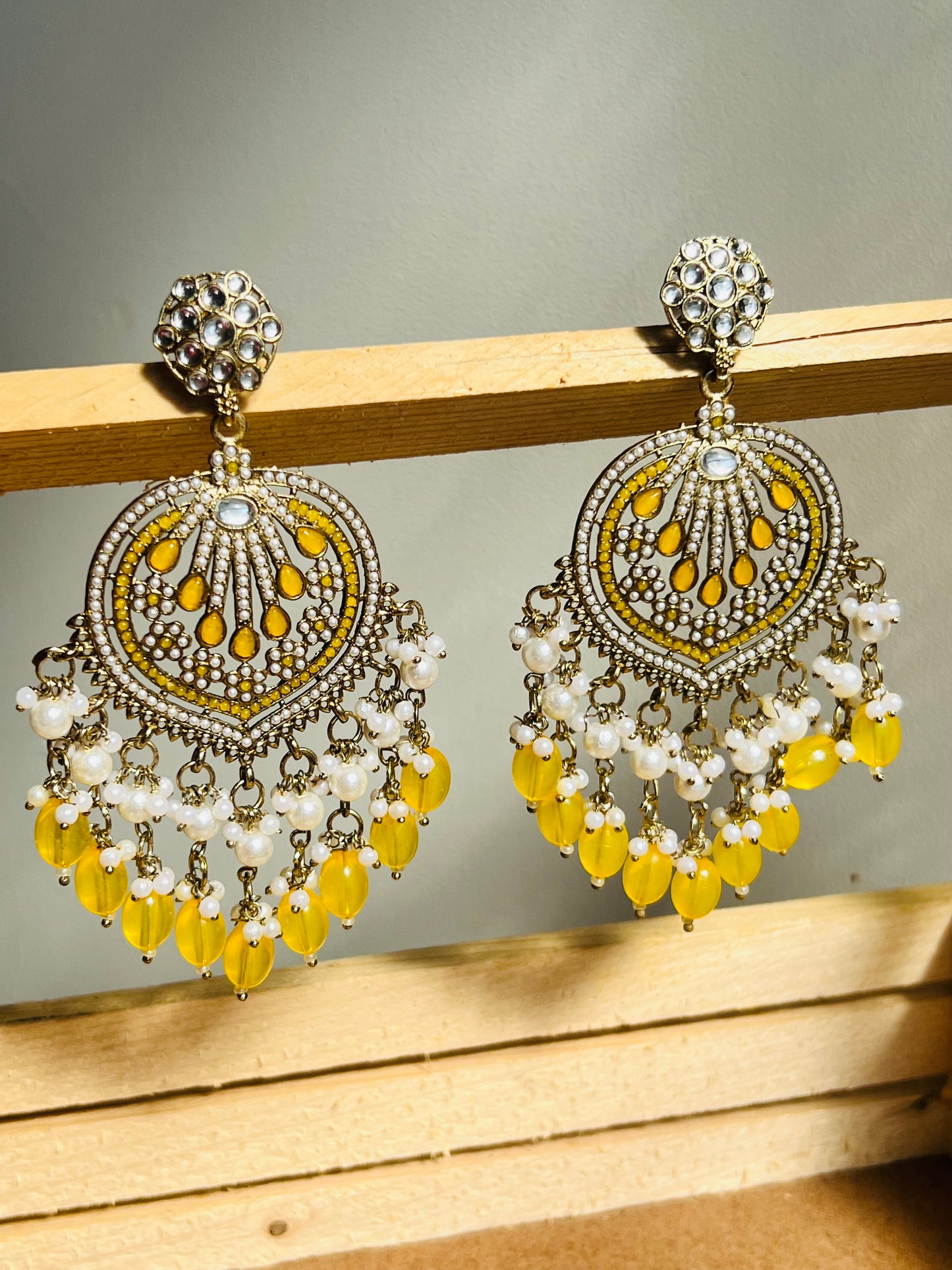 Haldi Glow Pearl Chandbali Earrings