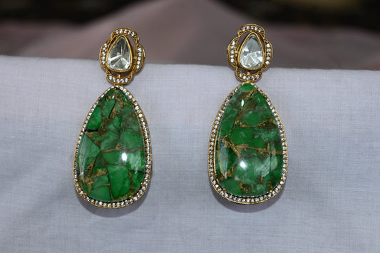 Emerald Firestone with Polki Earrings