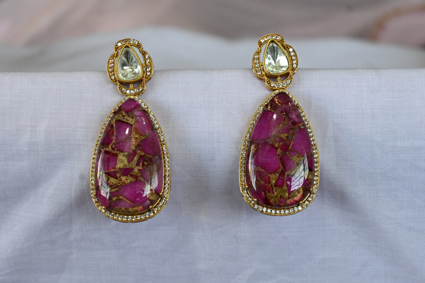 Rani Royale Firestone with Polki Earrings