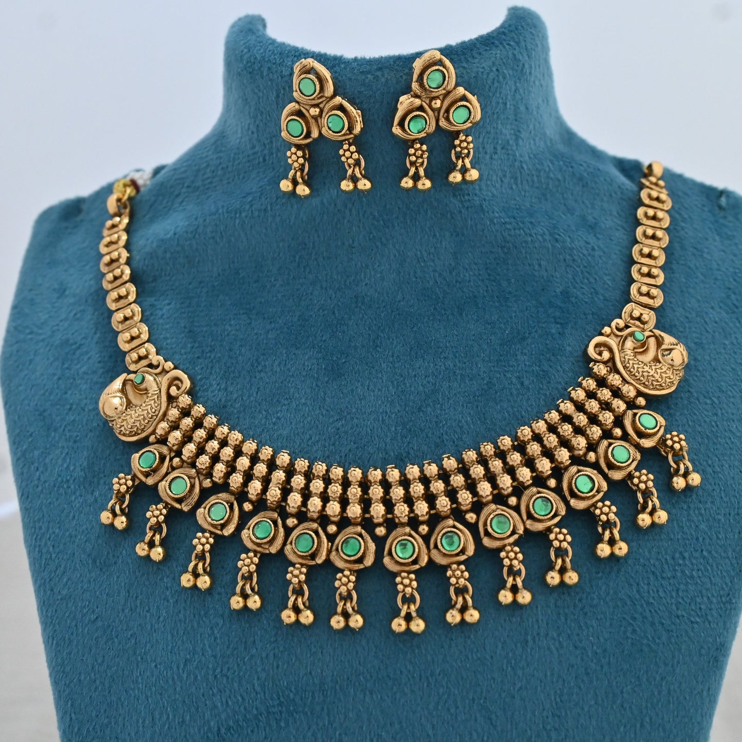 Antique Peacock Temple Necklace Set