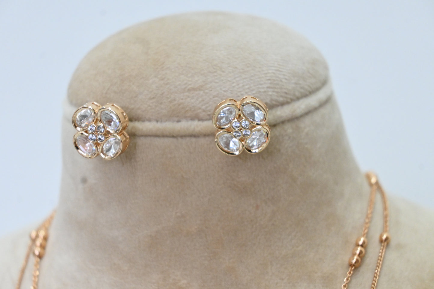 Rose Gold Moissanite Double-Layer Chain Pendant Set