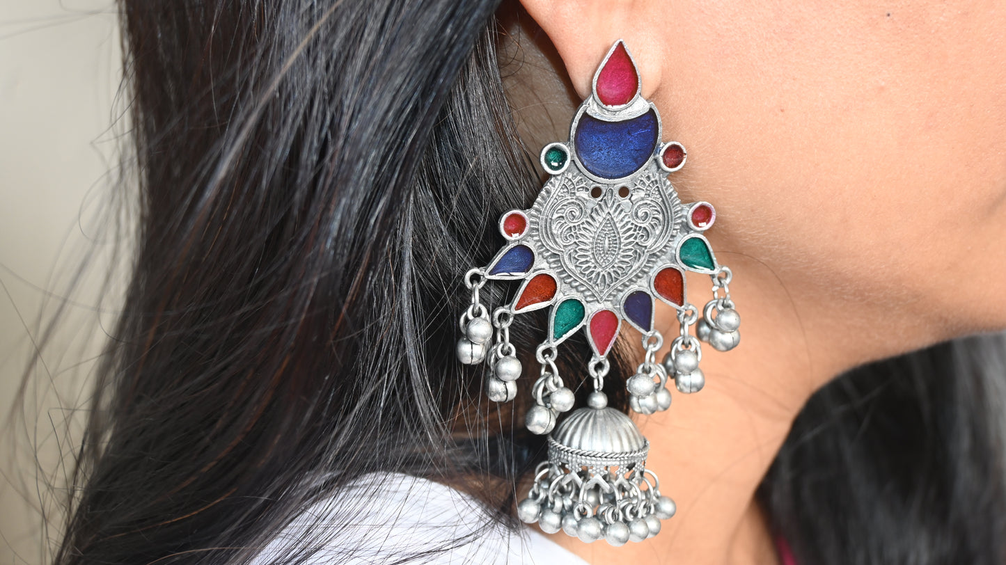 Afghani Silver Jhumka Earrings