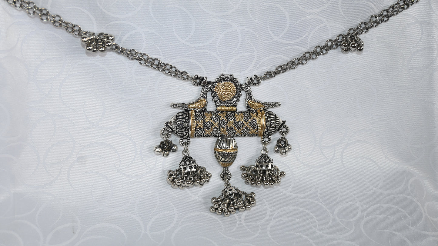 Antique Oxidised Tribal Pendant Necklace