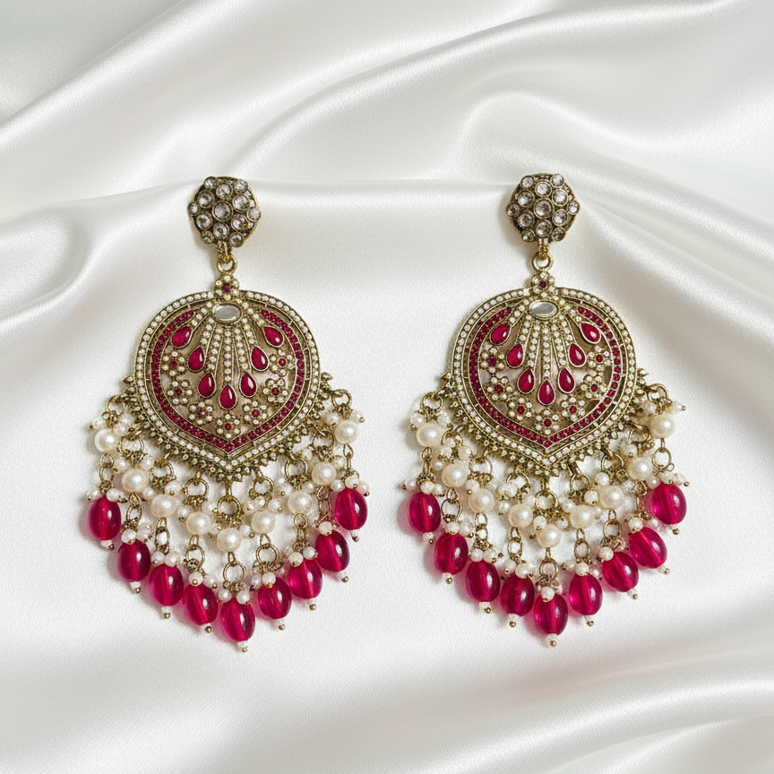 Rani Kundan Chandbali Earrings