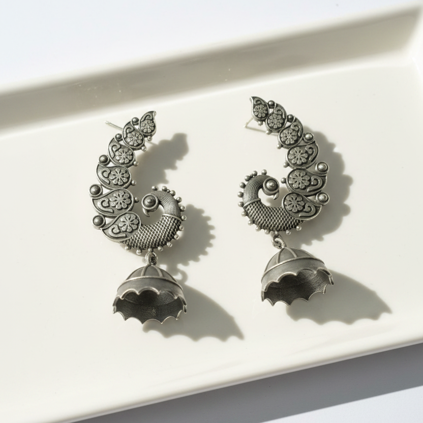 Peacock Oxidised Bugadi Earrings