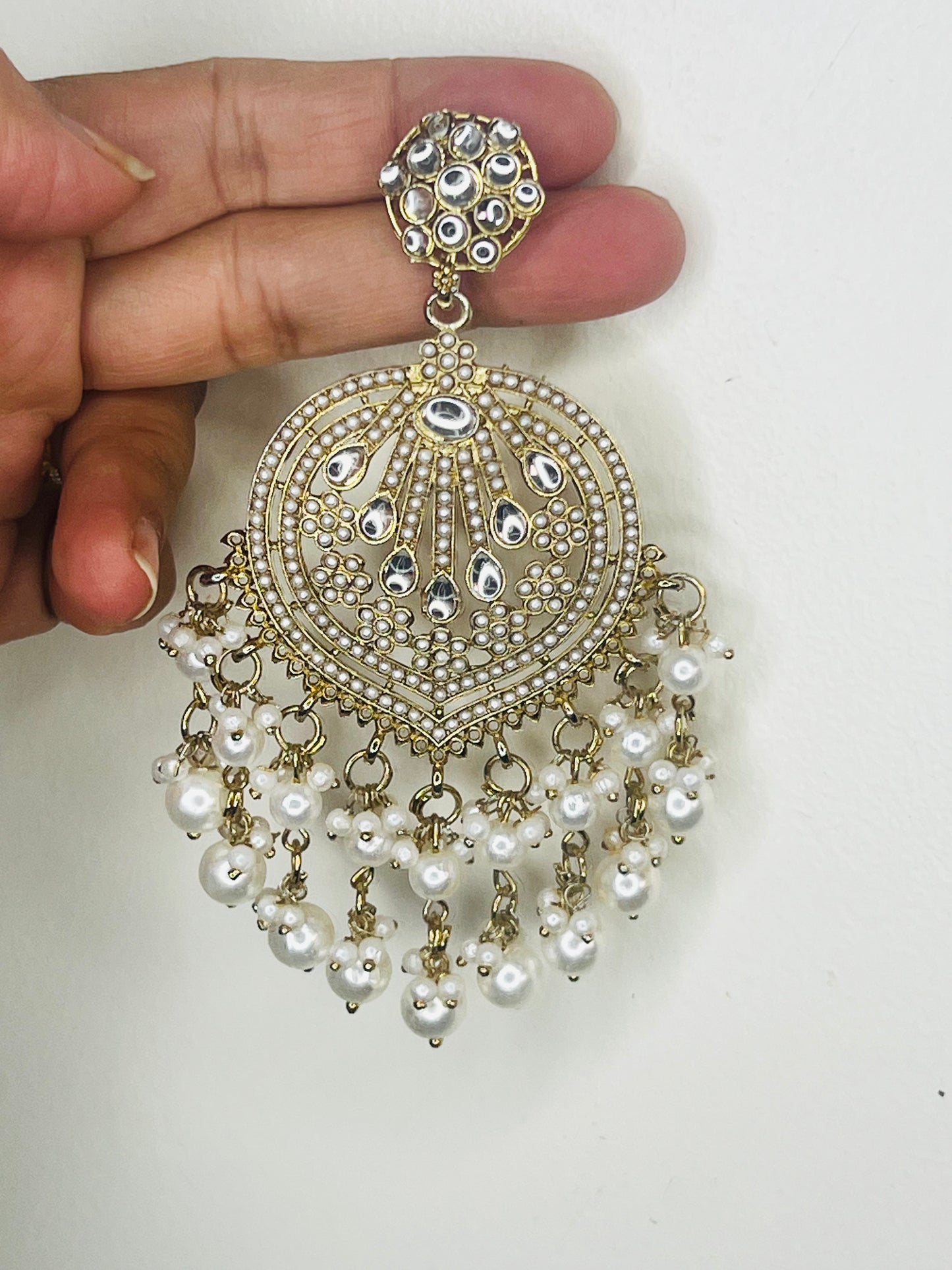 Royal Kundan Pearl Chandbali Earring