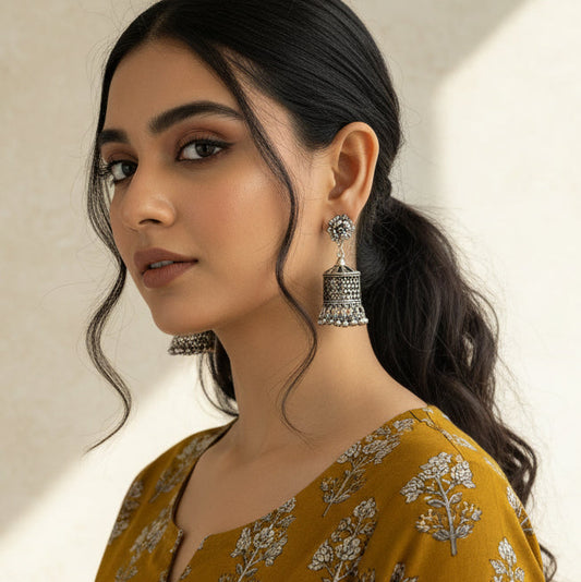 Oxidized Jhumka Earrings