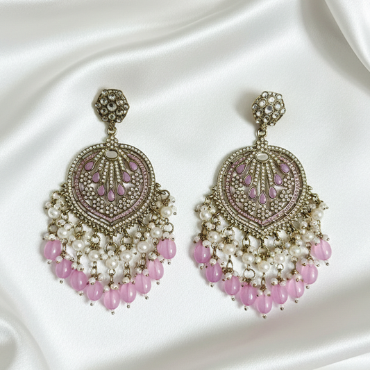 Lavender Mist Pearl Chandbali Earrings