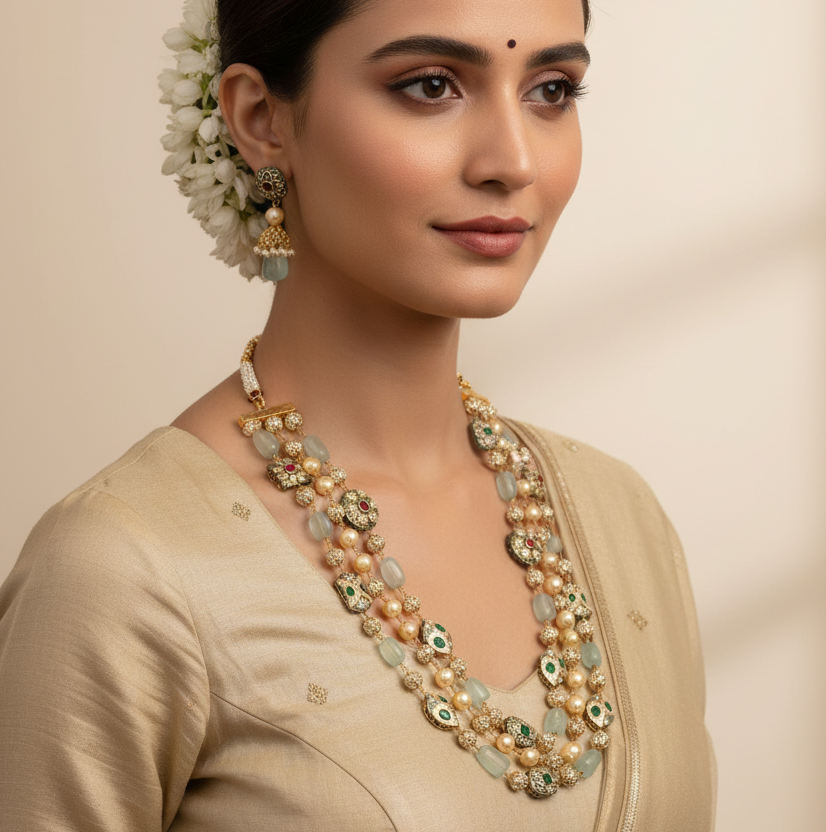 Tanjore beads Necklace