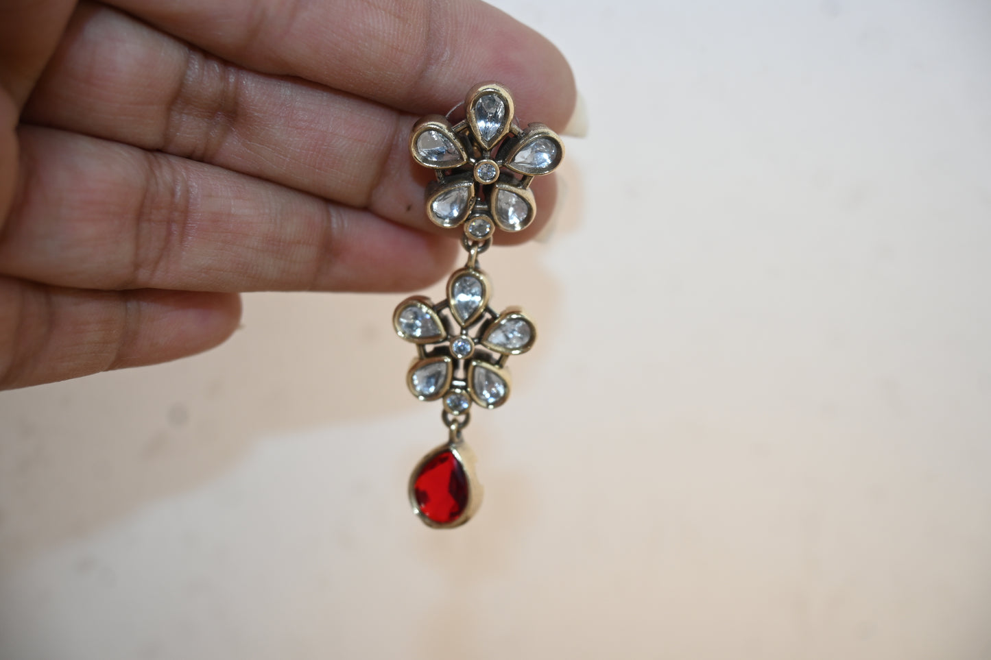 Red Polki Floral Necklace Set