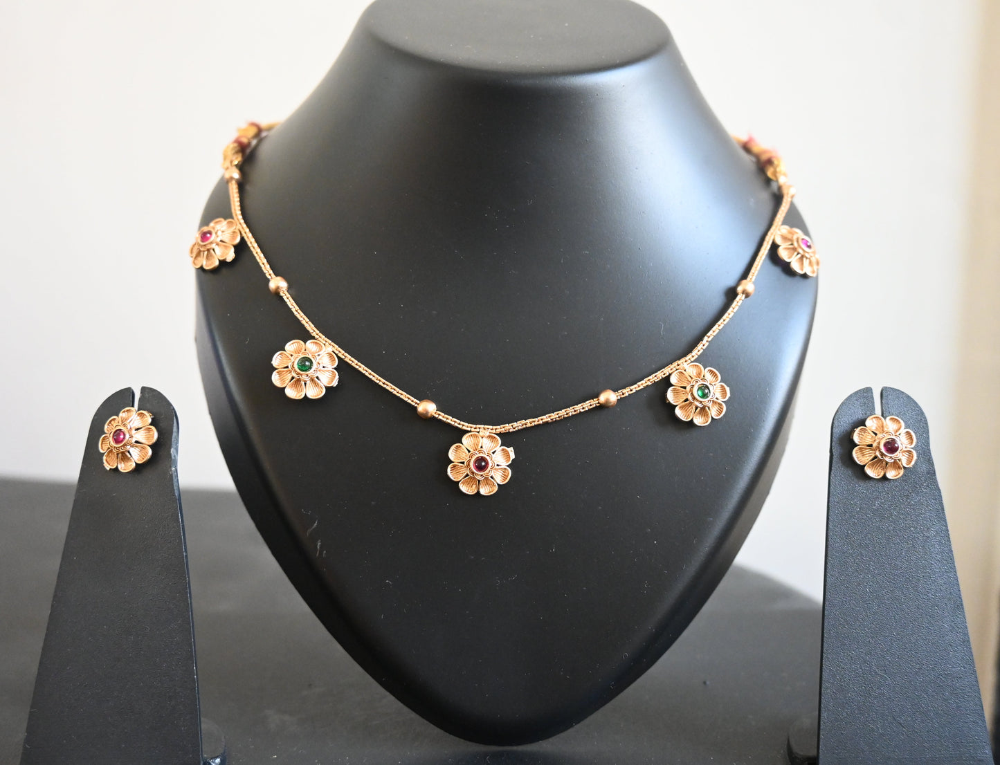 Floral Gold-Tone Necklace Set