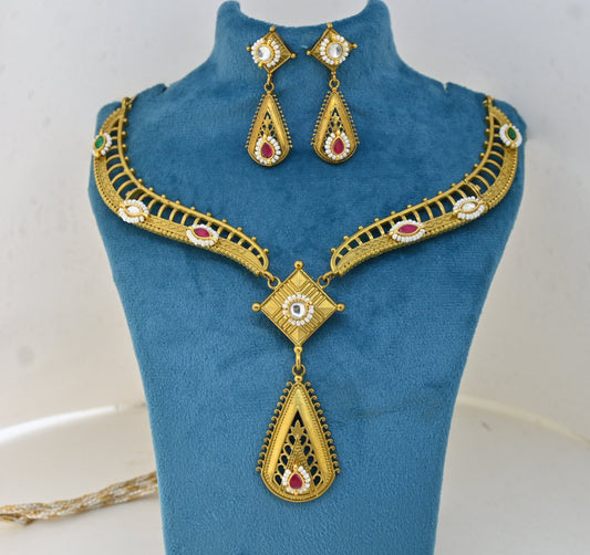 Panchi Kundan Dull Finish Necklace Set