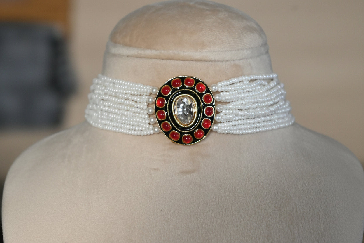 Pearl Kundan Choker set