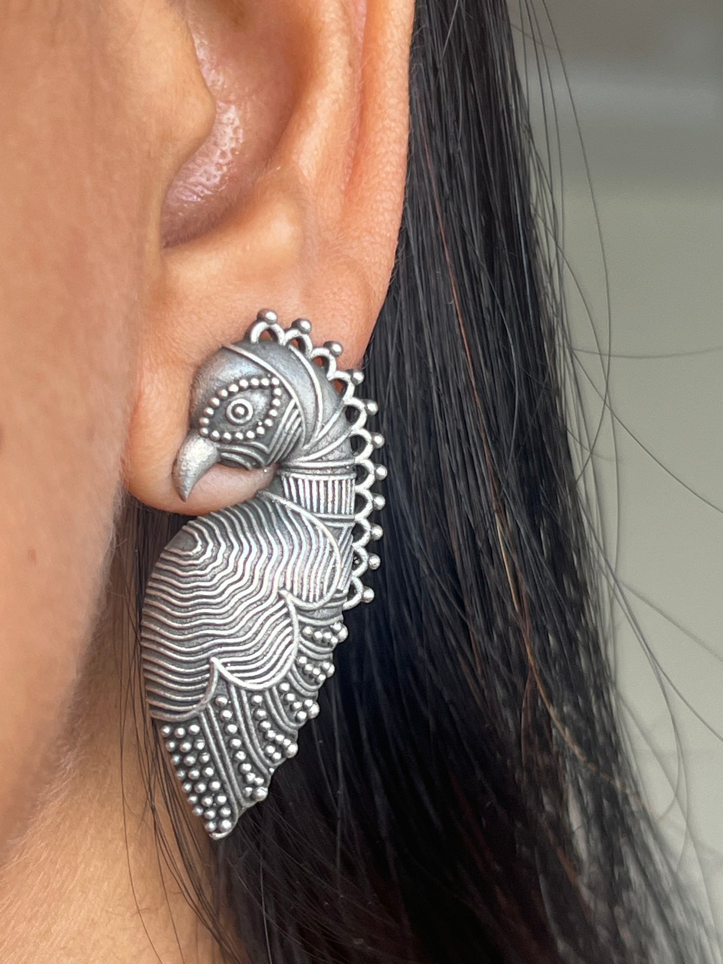 Oxidised Silver Tribal Ethnic Earrings
