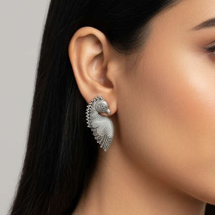 Oxidised Silver Tribal Ethnic Earrings