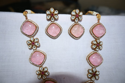 Rose Radiance Polki Necklace Set