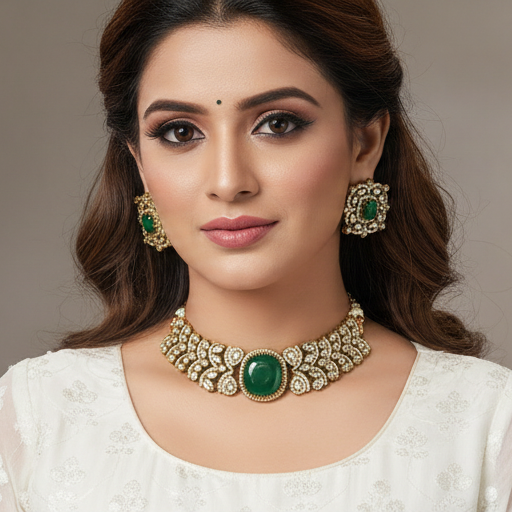 Royal Emerald Kundan Choker Set