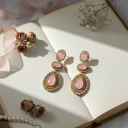 Blush Pink Kundan Drop Earrings