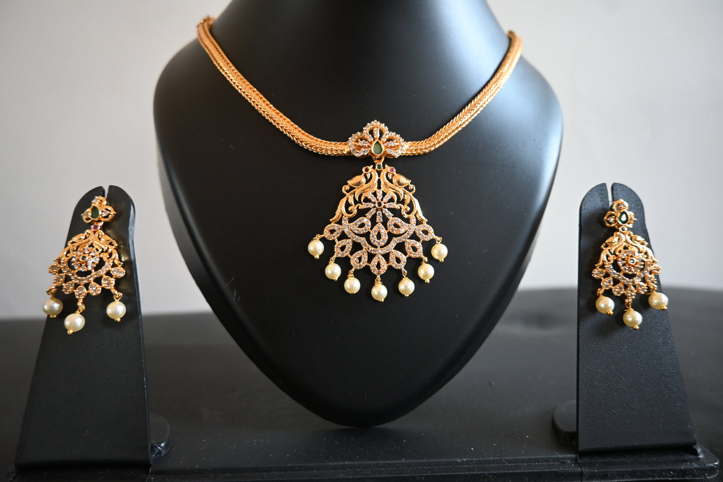 Gold-Plated Pearl Drop Necklace Set