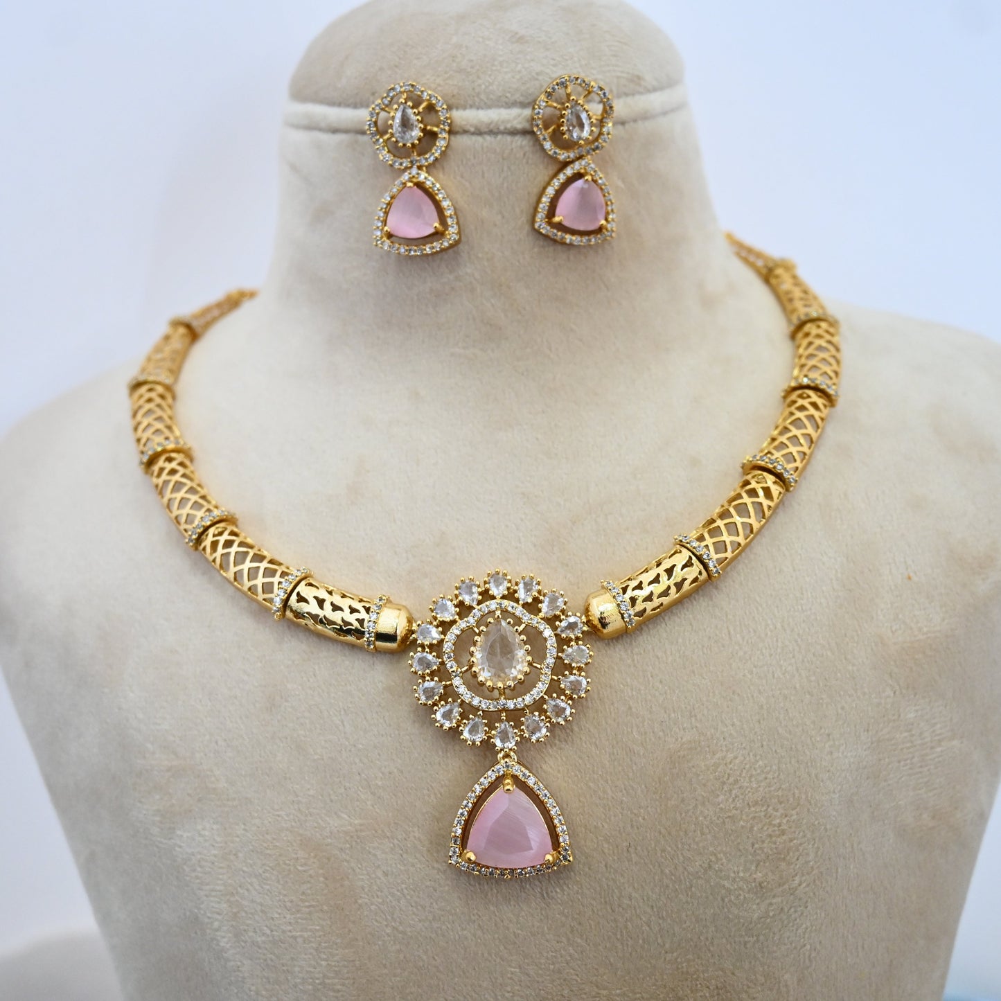 Pink AD Hansli Necklace