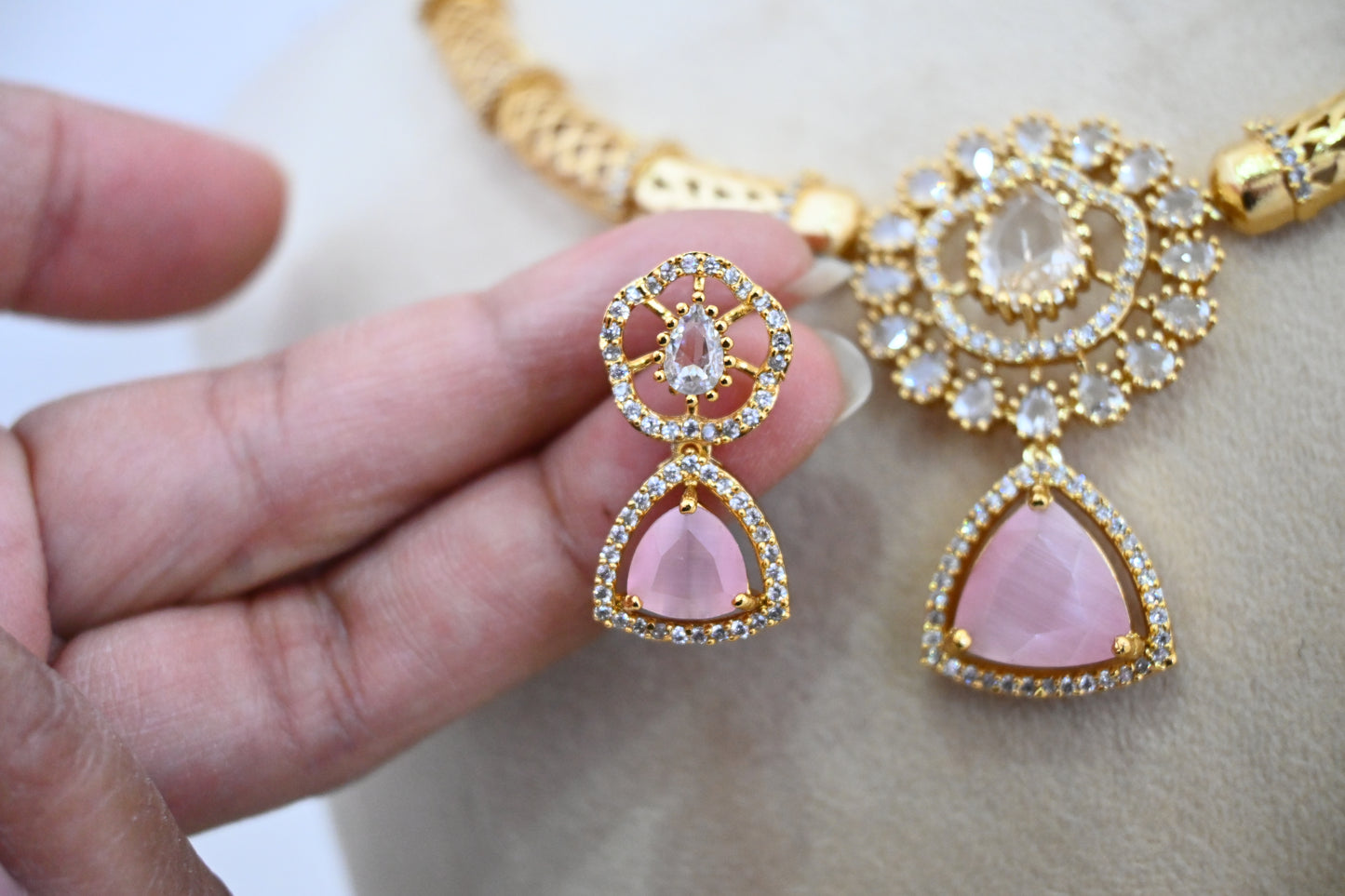 Pink AD Hansli Necklace