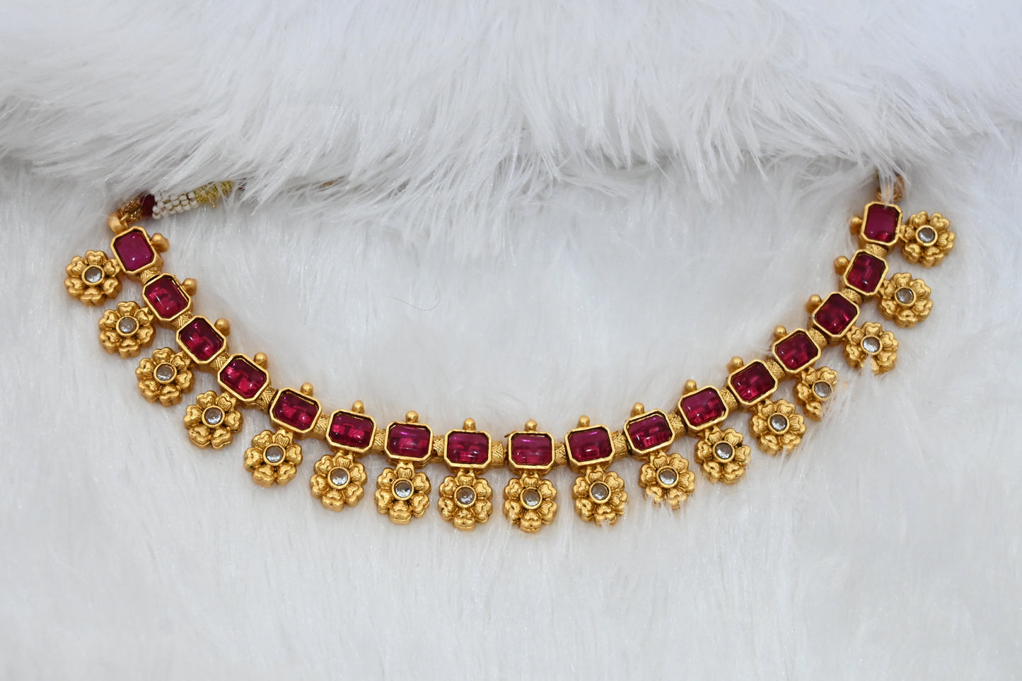 Ruby Floral Choker Necklace Set
