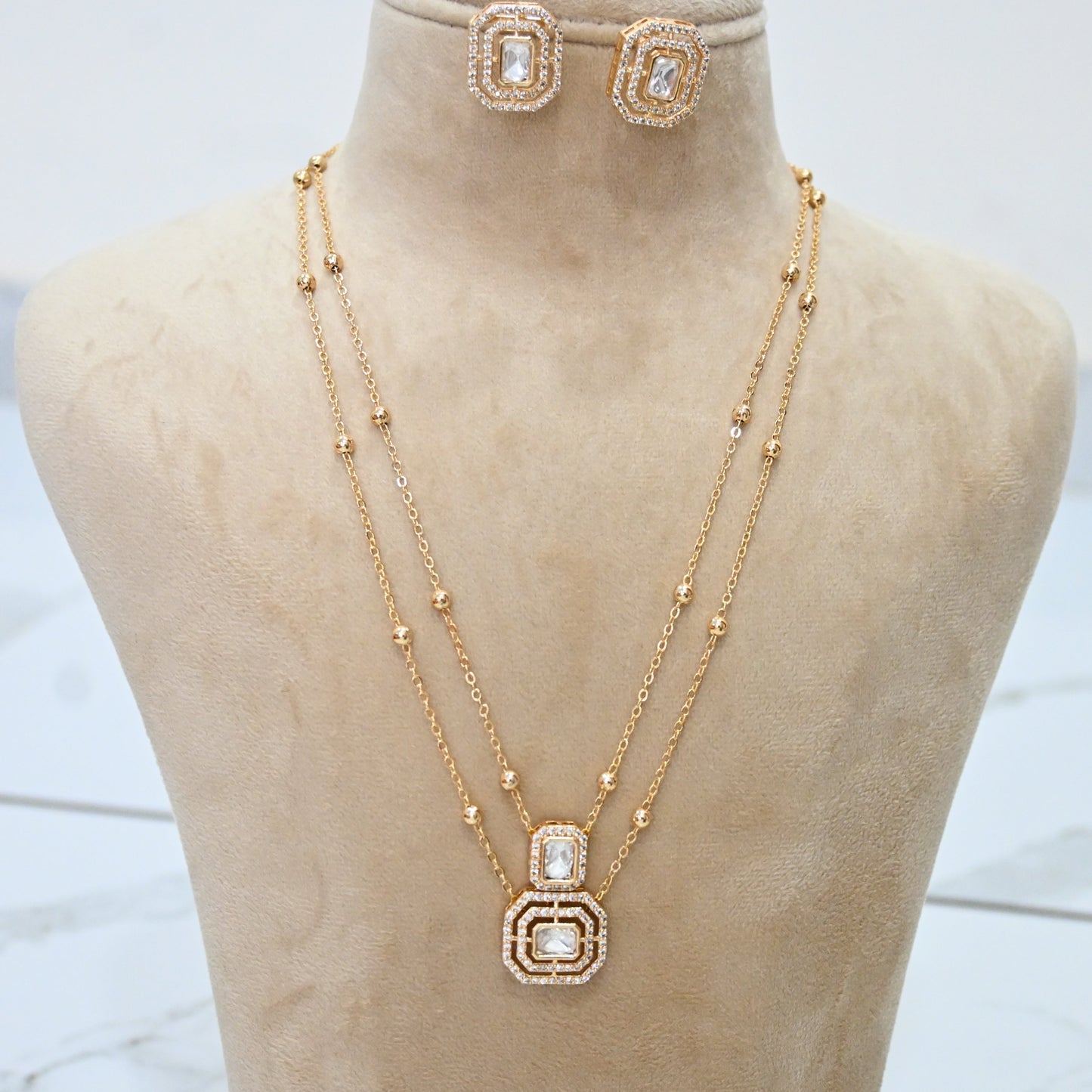 Square Moissanite pendant set