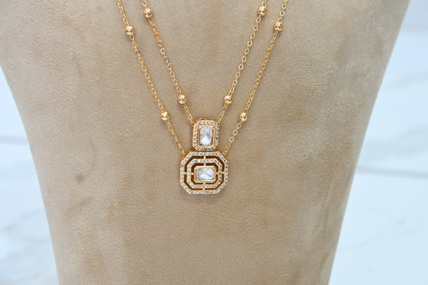 Square Moissanite pendant set