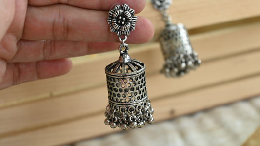 Oxidized Jhumka Earrings