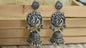Oxidized Silver Peacock Jhumka Earrings