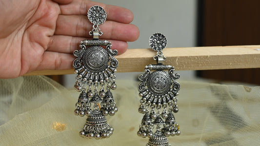 Oxidised dangler earrings