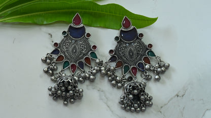 Afghani Silver Jhumka Earrings
