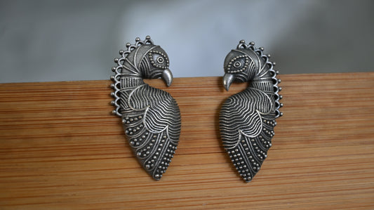Oxidised Silver Tribal Ethnic Earrings