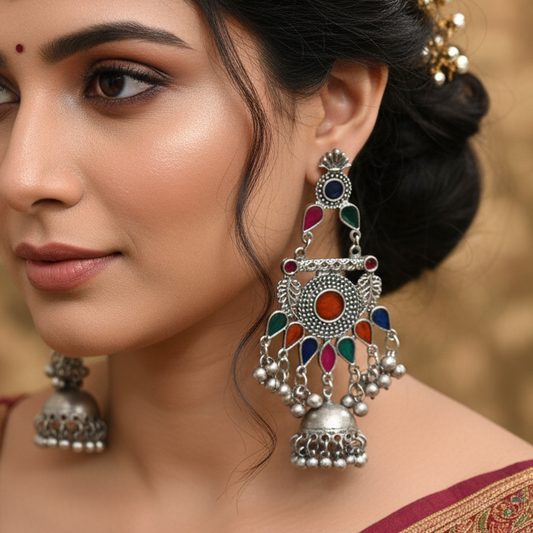 Afghani Silver Jhumka Earrings