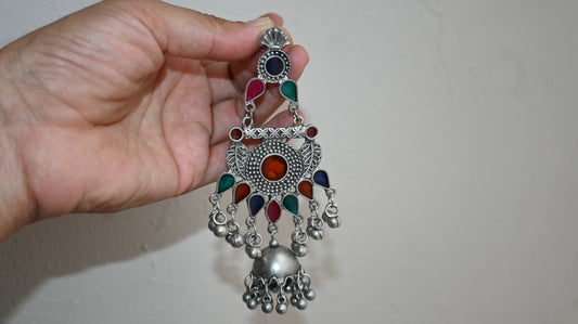 Afghani Silver Jhumka Earrings