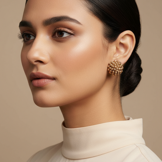 Golden Cluster Stud Earrings
