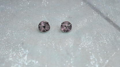 Oxidised round stone stud earrings