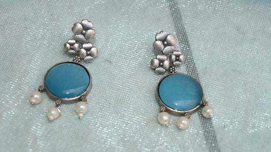 Elegant Multicolor Stone & Pearl Drop Earrings