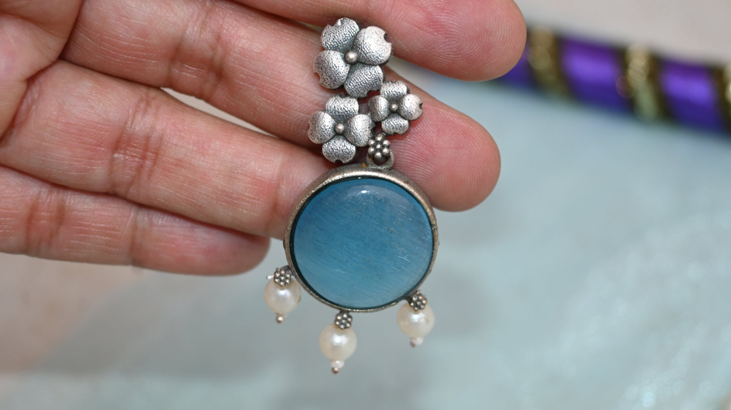 Elegant Multicolor Stone & Pearl Drop Earrings