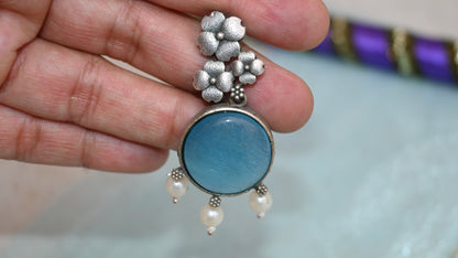 Elegant Multicolor Stone & Pearl Drop Earrings