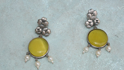 Elegant Multicolor Stone & Pearl Drop Earrings