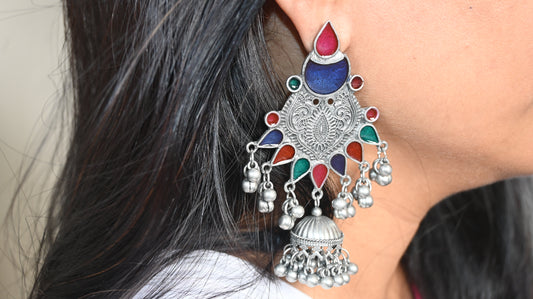 Afghani Silver Jhumka Earrings
