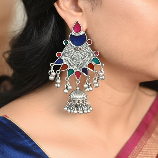 Afghani Silver Jhumka Earrings