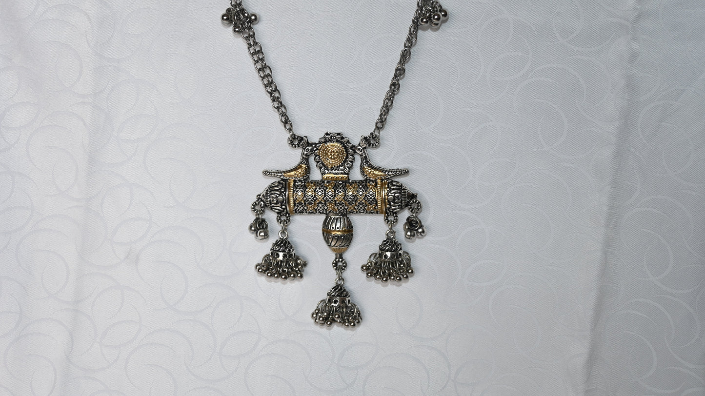 Antique Oxidised Tribal Pendant Necklace