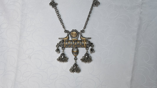 Antique Oxidised Tribal Pendant Necklace