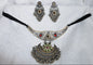 Traditional Oxidised Silver Necklace & Earring Set with Kundan Detailing