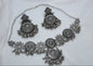 Oxidised Silver Floral Motif Necklace & Earrings Set