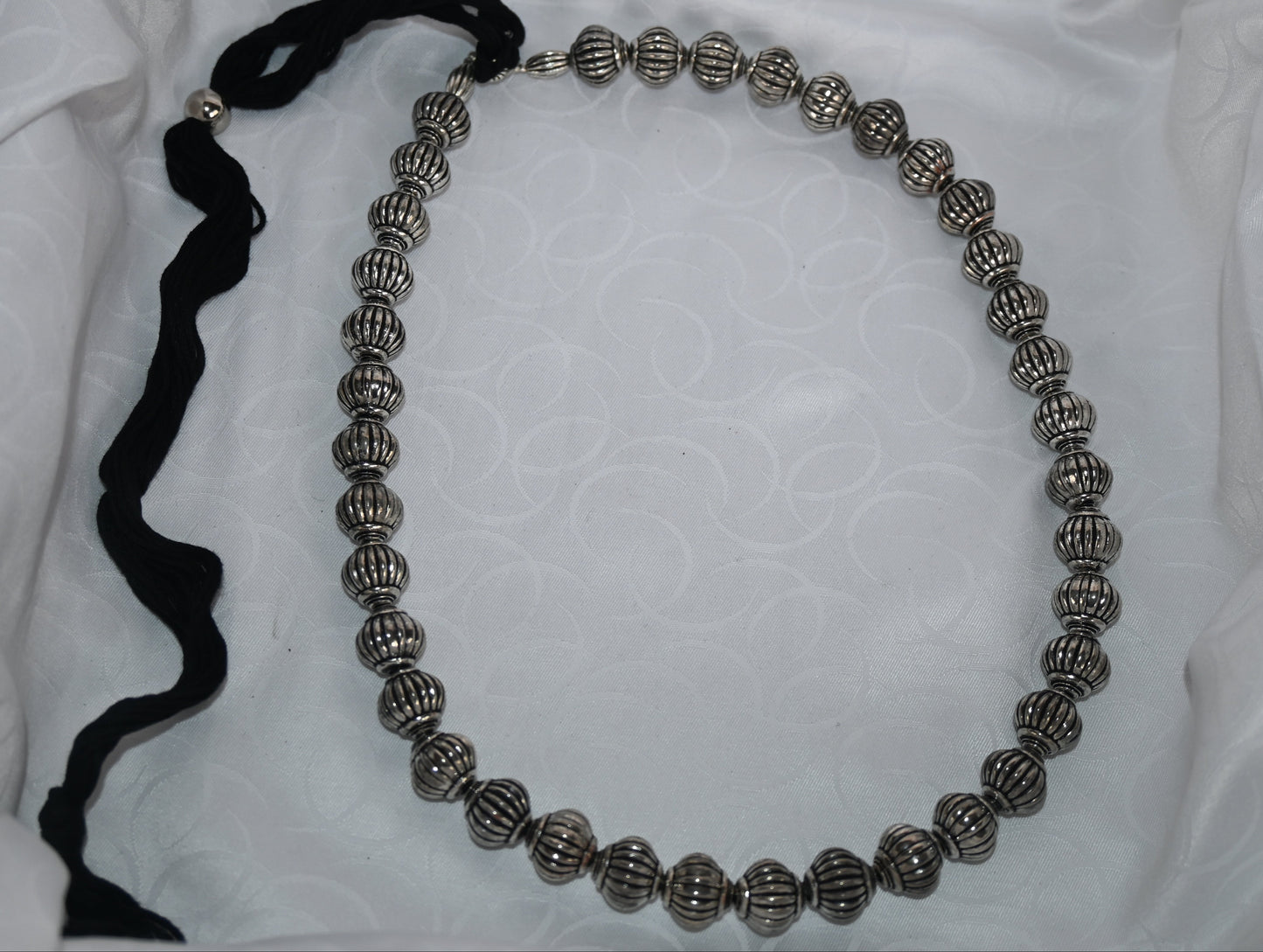 Textured Silver Bead Necklace